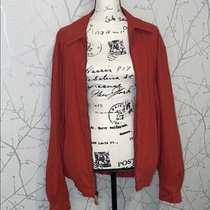 London‎ Fog Harrington Jacket Womens Large Orange Excellent Zip Up Windbreaker